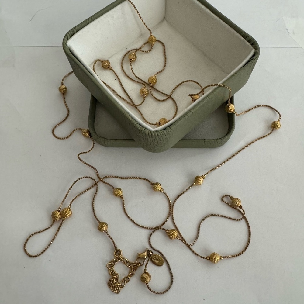 Vintage Joan Rivers Extra Long Layering Brushed Balls Gold Tone Necklace